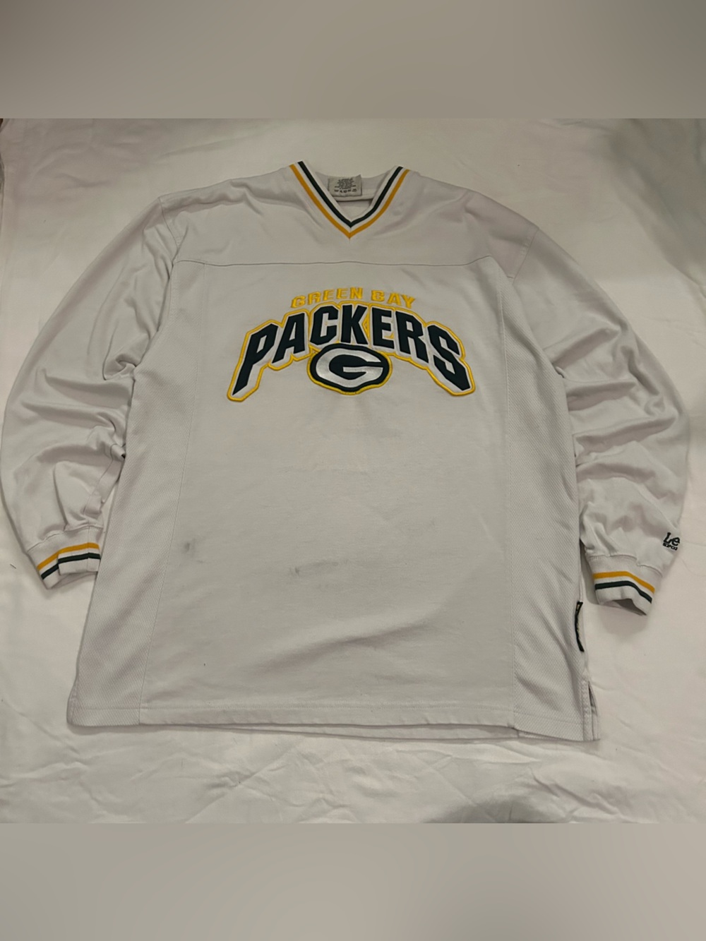 Lee White mens Sweatshirt with Yellow and Green Trim